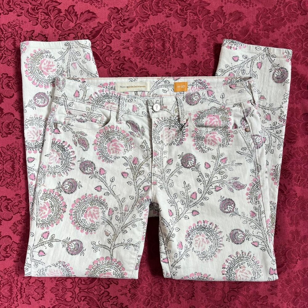Pilcro and the Letterpress Pink Floral Skinny Jeans